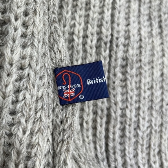 British Wool Dulyn Knitwear Cable Knit Cardigan | Leather Elbow Patches Large - Picture 9 of 10